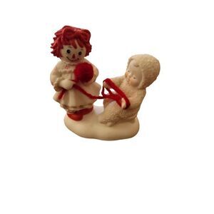 Raggedy Ann & Snowbabies "Spinning Yarns" Porcelain Figurine by Dept. 56